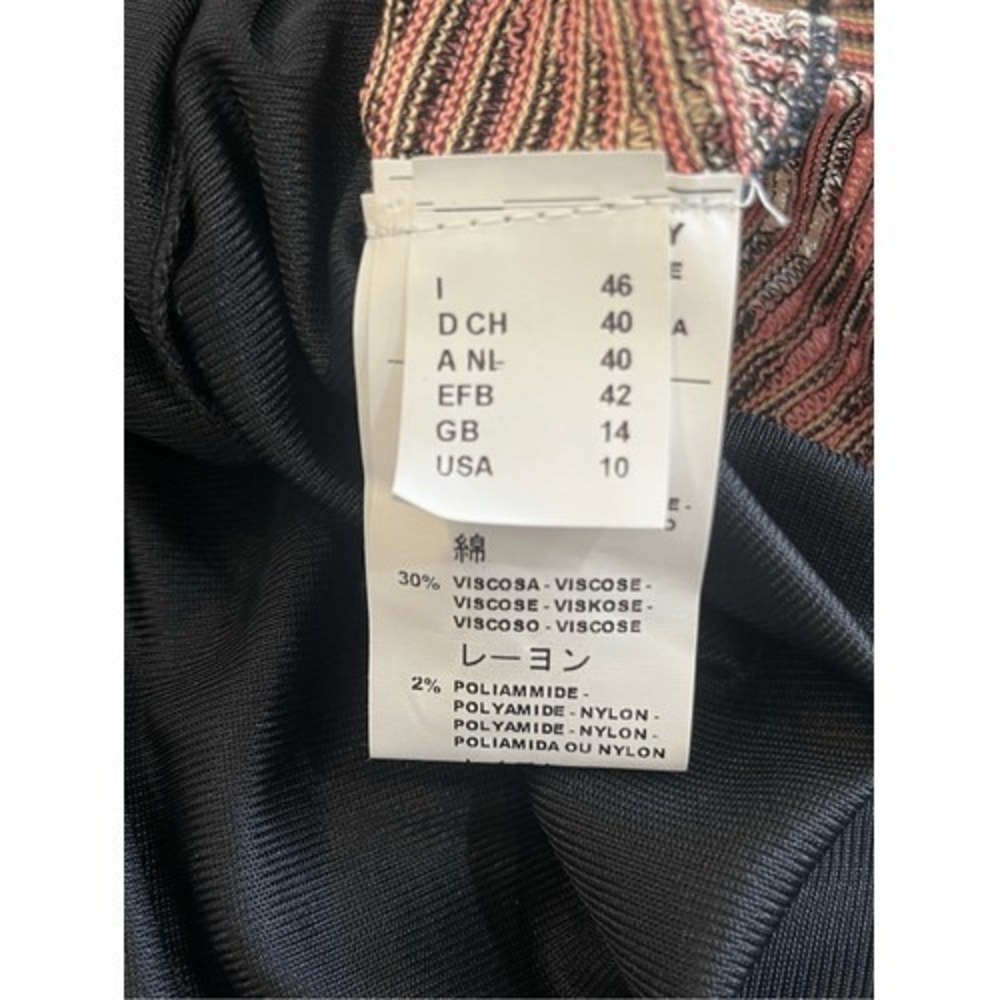 M Missoni Strapless Metallic Knit Dress Black Pink Green Scarf Detail Size 10 - Picture 8 of 10